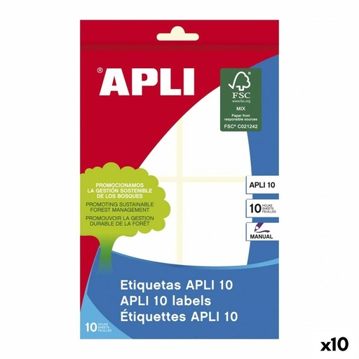 [01657] Apli Etiquetas 10 Blancas 50.0 x 70.0mm 10 Hojas