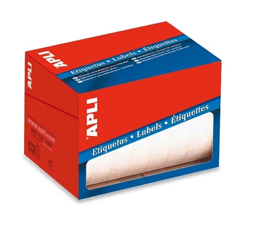 [01703] Apli Rollo de 400 Etiquetas Rectangulares 53x82mm - Adhesivo Permanente - Cantos Romos - Aptas para Escritura Manual - Color Blanco