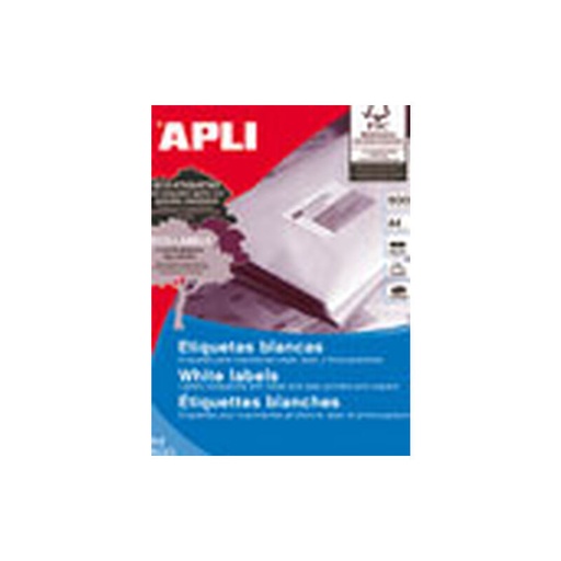 [01787] Apli Pack de 1.000 Etiquetas Rectangulares 210x148mm - 500 Hojas por 2 Etiquetas - Adhesivo Permanente - Cantos Rectos - Color Blanco