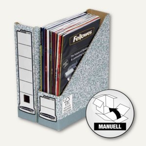 [0186004] Fellowes Bankers Box Revistero A4 80mm - Montaje Manual - Carton Reciclado Certificacion FSC - Color Gris