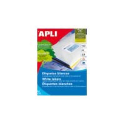 [02416] Apli Pack de 1.200 Etiquetas 63,5x72mm - 100 Hojas por 12 Etiquetas - Adhesivo Permanente - Cantos Romos - Color Blanco