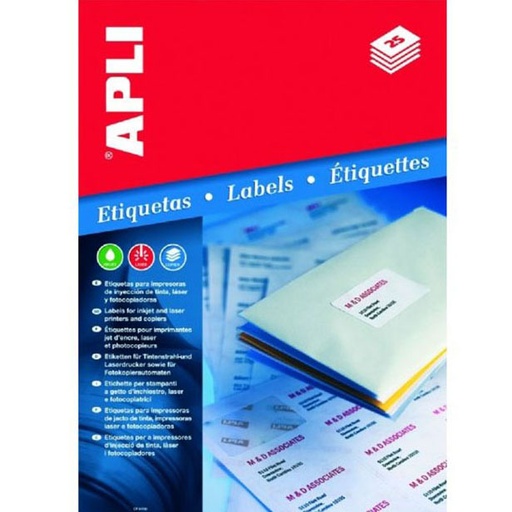 [02421] Apli Pack de 600 Etiquetas 99.1x93.1mm - 100 Hojas por 6 Etiquetas - Adhesivo Permanente - Cantos Romos - Color Blanco