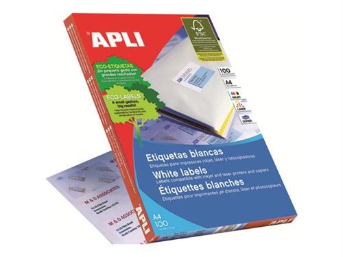 [02422] Apli Etiquetas Blancas Permanentes 99.1 x 139.0mm 100 Hojas