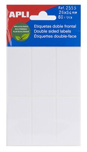 [02555] Apli Etiquetas Doble Frontal Blancas 26.0 x 54.0mm