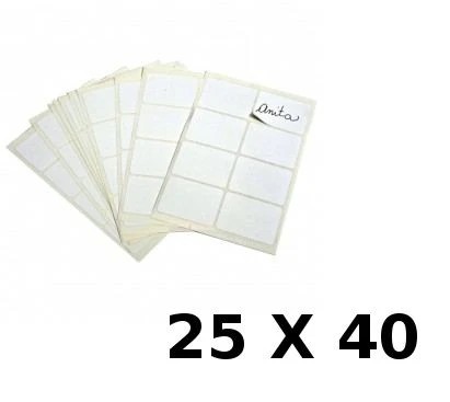 [02680] Apli Pack de 48 Etiquetas Rectangulares 25x40mm - 6 Hojas por 8 Etiquetas - Adhesivo Permanente - Cantos Romos - Aptas para Escritura Manual - Color Blanco