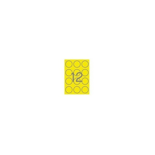 [02866] Apli Etiquetas Amarillo Fluorescente Permanentes Ø 60.0mm 20 Hojas