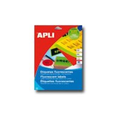 [02873] Apli Pack de 480 Etiquetas 64x33.9mm - 20 Hojas por 24 Etiquetas - Adhesivo Permanente - Cantos Romos - Color Verde Fluor