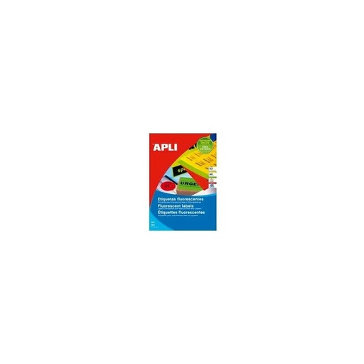 [02879] Apli Etiquetas Naranja Fluorescente Permanentes 210.0 x 297.0mm 20 Hojas