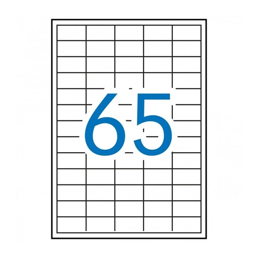 [03052] Apli Pack de 6.500 Etiquetas Rectangulares 38 x 21.2mm - 100 Hojas por 65 Etiquetas - Adhesivo Removible - Cantos Rectos - Color Blanco