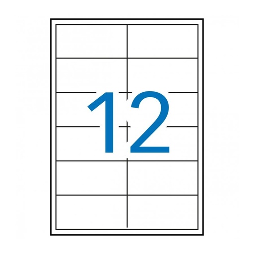 [03057] Apli Pack de 1.200 Etiquetas Rectangulares 97x42,4mm - 100 Hojas por 12 Etiquetas - Cantos Rectos - Adhesivo Removible - Permite Retirar sin dejar Rastro - Color Blanco