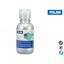 [03491] Milan Botella de Tempera 125ml - Tapon Dosificador - Secado Rapido - Mezclable - Color Plata