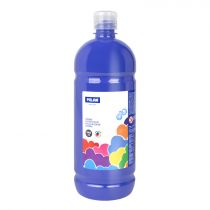 [03850] Milan Botella de Tempera 1000ml - Tapon Dosificador - Secado Rapido - Mezclable - Color Azul Marino