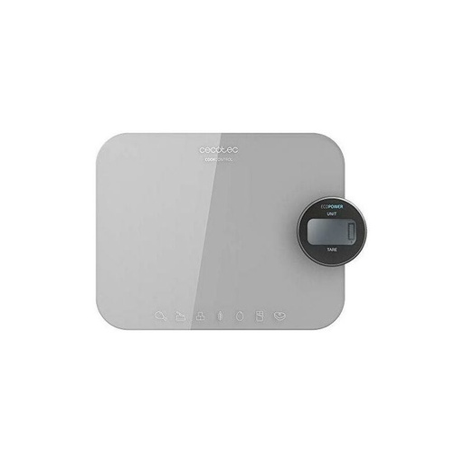 [04144] Cecotec Cook Control 10300 EcoPower Nutrition Bascula de Cocina - Funciona sin Pilas - Precision de 1gr - Peso Max. 8kg - Pantalla LCD - Funcion Tara - Funcion Solidos y Liquidos