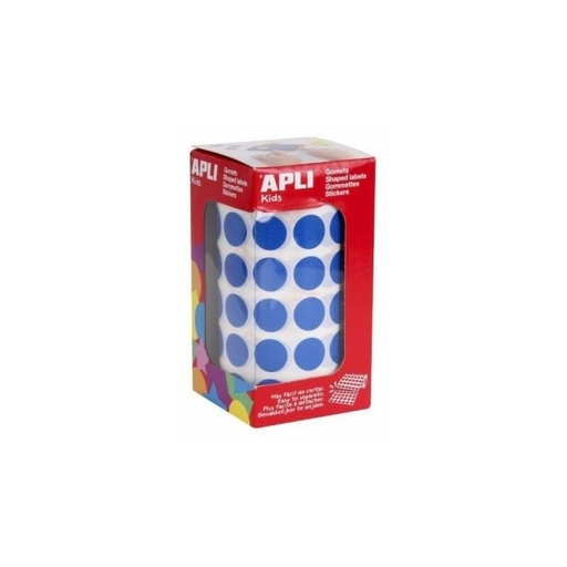 [04852] Apli Rollo de Gomets Redondos Adhesivo Permanente - 5.192 Gomets - Adhesivo Base Agua - Libre de Disolventes - Color Azul