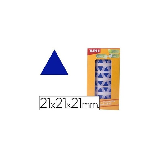[04868] Apli Rollo de Gomets Triangulares - Adhesivo Permanente - 2.832 Gomets - Faciles de Separar - Adhesivo Base Agua - Color Azul