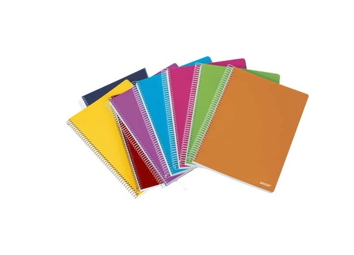 [058499] Ancor Classic Stripes Cuaderno Espiral Tamaño Folio Raya Horizontal - 80 Hojas 90gr - Tapa de Plastico - Colores Surtidos