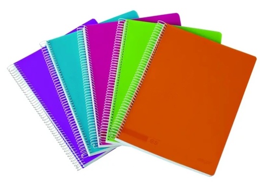 [058499B] Ancor Classic Stripes Cuaderno Espiral Tamaño Folio Raya Horizontal - 80 Hojas 90gr - Tapa de Plastico - Colores Surtidos