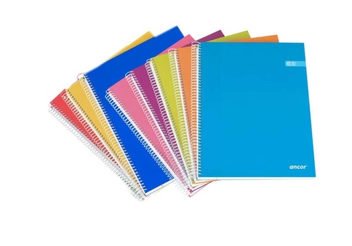 [064889] Ancor Classic Stripes Cuaderno Espiral Tamaño Folio Raya Horizontal - 80 Hojas 60gr - Tapa Dura de Carton Plastificado - Colores Surtidos