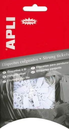 [07008] Apli Etiquetas Colgantes Blancas 13 x 20mm 200 U.