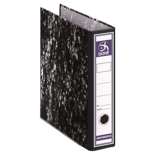 [09116] Dohe Archinovo Archivador de Palanca 287x350x75mm - Cubierta Carton Forrado - Formato Folio - Lomo Ancho - Cantoneras Metalicas - Color Negro Jaspeado