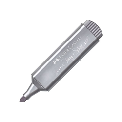 [09154661] Faber-Castell Textliner 46 Metallic Marcador Fluorescente - Punta Biselada - Trazo entre 1mm y 5mm - Tinta con Base de Agua - Color Plata