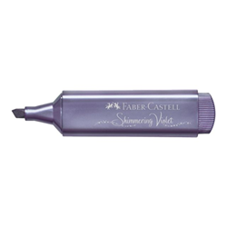 [09154678] Faber-Castell Textliner 46 Metallic Marcador Fluorescente - Punta Biselada - Trazo entre 1mm y 5mm - Tinta con Base de Agua - Color Violeta Metalico