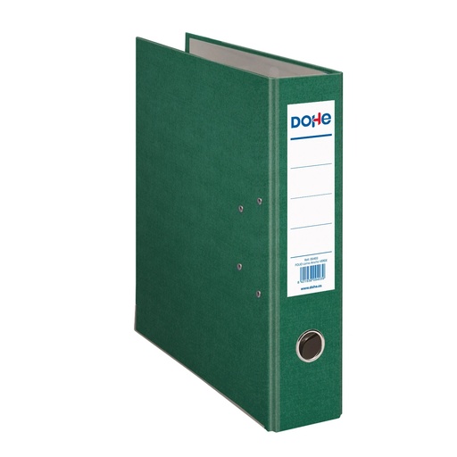 [09403] Dohe Archivador de Palanca Tamaño Folio - Lomo Ancho 70mm - Ollao, Rado y Tarjetero en el Lomo - Carton Forrado con Polipropileno - Cantoneras Metalicas - Color Verde