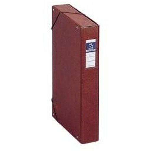 [09572] Dohe Caja para Proyectos Lomo 5cm - Carton Forrado con Papel Impreso y Plastificado - Cierre con Gomas - Color Cuero