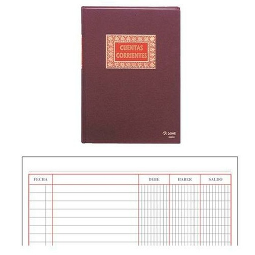 [09908] Dohe Libro de Contabilidad Cuentas Corrientes - Folio Natural - Encuadernacion en Tela - 100 Hojas Papel Offset Registro de 100gr