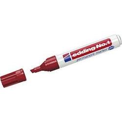 [45689] Edding Nº1 Rotulador Permanente - Punta Biselada - Trazo entre 1 y 5 mm. - Recargable - Secado Instantaneo - Color Rojo