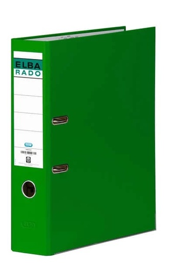 [100022671] Elba Chic Archivador de Palanca Tamaño Folio - Lomo de 80mm - Con Ollao y Rado - Forrado Exterior PVC - Color Verde