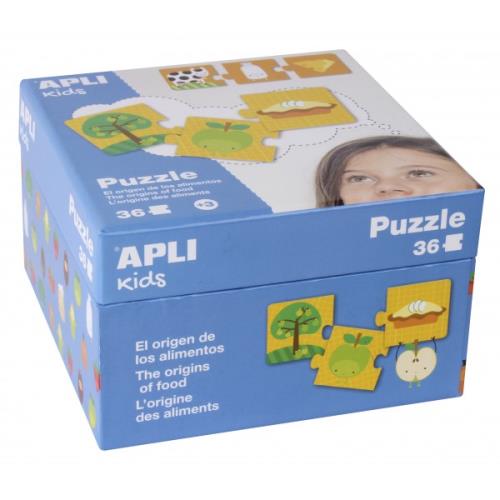 [14360] Apli Puzle Origen de los Alimentos - 36 Piezas de 7x7 cm - Carton de 2mm con Acabado Brillante - Desarrolla Habilidades y Autoestima - Colorido
