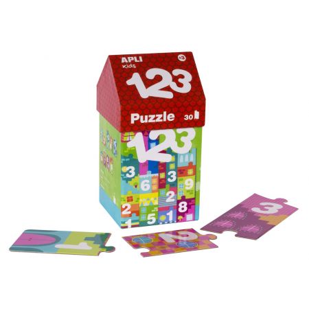 [14806] Apli Puzle Educativo de Numeros y Series - 30 Piezas de Diferentes Tamaños - Piezas Resistentes y Seguras - Facil Manejo - Carton de 2mm con Acabado Brillante - Desarrolla Habilidades Matematicas - Colorido