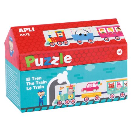 [16485] Apli Kids Puzle Trenes - 20 Piezas de Diferentes Tamaños - Diseño Exclusivo Infantil, Colorido, Claro y Simple - Facil Manejo - Carton de 2mm con Acabado Brillante E Indiana en el Dorso - Colorido