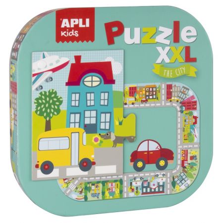 [16578] Apli Puzle xxl Ciudad - 20 Piezas de 14.5cm - Circuito Cerrado con Ilustraciones - Doble Diversion - Carton 2mm Brillante - Desarrollo de Habilidades - Regalo Ideal para Niños - Colorido