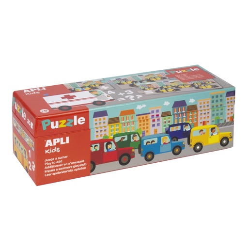 [17196] Apli Puzle Sumas y Numeros - 30 Piezas - 10 Secuencias Diferentes - Tamaño 49x7 cm - Desarrolla Psicomotricidad Fina y Mejora Concentracion - Colorido