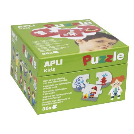 [17238] Apli Puzle Profesiones y Herramientas - 36 Piezas de 7x7 cm - Carton de 2mm con Acabado Brillante - Desarrolla Habilidades y Capacidades - Ideal para Niños de 3 Años - Colorido