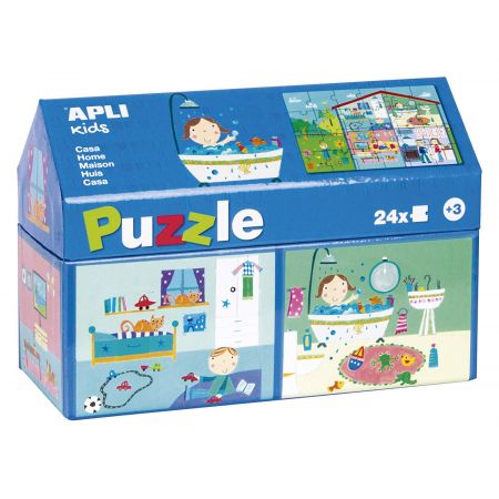 [17351] Apli Kids Puzle Casa Interior - 24 Piezas de 7x7cm - Diseño Exclusivo Infantil, Colorido, Claro y Simple - Piezas Resistentes y Seguras - Colorido
