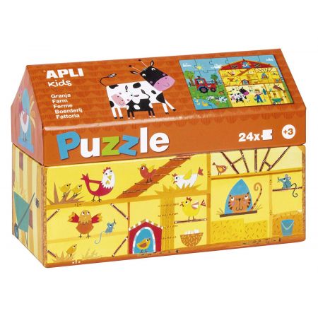 [17354] Apli Kids Puzle Granja - 24 Piezas de 7x7cm - Diseño Infantil y Colorido - Piezas Resistentes y Seguras - Desarrolla Habilidades y Capacidades - Colorido