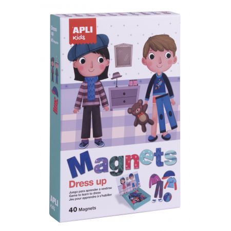 [17557] Apli Magnet Dress Up - Ayuda a Familiarizarse con Vestirse Adecuadamente - 40 Fichas Magneticas de Ropa y Complementos - Recomendado para Niños a partir de 3 Años