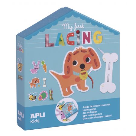 [17560] Apli Myfirstlacing - Juego de Enhebrar para Niños - Fomenta la Motricidad Fina y la Coordinacion Ojo-Mano - Incluye Cordones y Tarjetas con Dibujos para Enhebrar