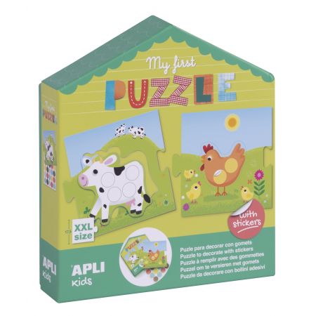 [17656] Apli My First Puzzle con Gomets - Ideal para Niños Pequeños - Fomenta la Coordinacion y la Concentracion - Incluye Pegatinas para Decorar El Puzzle