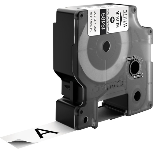 [18489] Dymo Rhino ID1-19 Cinta de Etiquetas Original para Rotuladora - Texto Negro sobre Fondo Blanco - Ancho 19mm x 3.5 metros - 18489