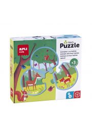 [18821] Apli Puzzle Trio de Asociacion Animales y su Habitat de 24 Piezas Redondeadas - 8 Combinaciones Distintas - Potencia Vision Espacial y Psicomotricidad Fina - Recomendado para Niños a partir de 3 Años