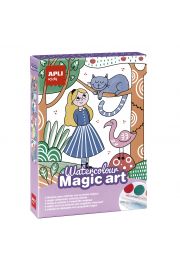 [18823] Apli Set de Coloreado Magico - Incluye 4 Laminas Ilustradas - 6 Pastillas de Acuarela - Pincel - Goma - Rotulador Magico - Fichas Guia