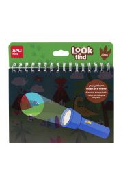 [19204] Apli Look & Find Dinosaurios Bloc de 6 Laminas para Buscar Objetos con Linterna Magica