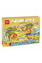 [19221] Apli Puzzle Observacion Junior Jungla de 60 Piezas de 6x6cm - Incluye Poster y 1 Ficha con Diferentes Objetos - Desarrolla la Concentracion, Observacion y Memoria - Recomendado para Niños a partir de 4 Años