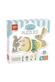 [19439] Apli Puzle My First Puppies - 12 piezas grandes - 4 diseños de animales - Potencia psicomotricidad fina y concentracion - Piezas seguras y faciles de manipular