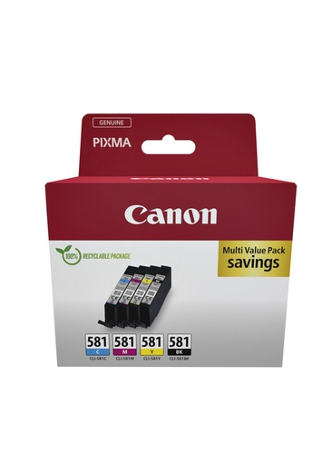 [2103C007] Canon CLI581 Pack de 4 Cartuchos de Tinta Originales - 2103C004/2103C007